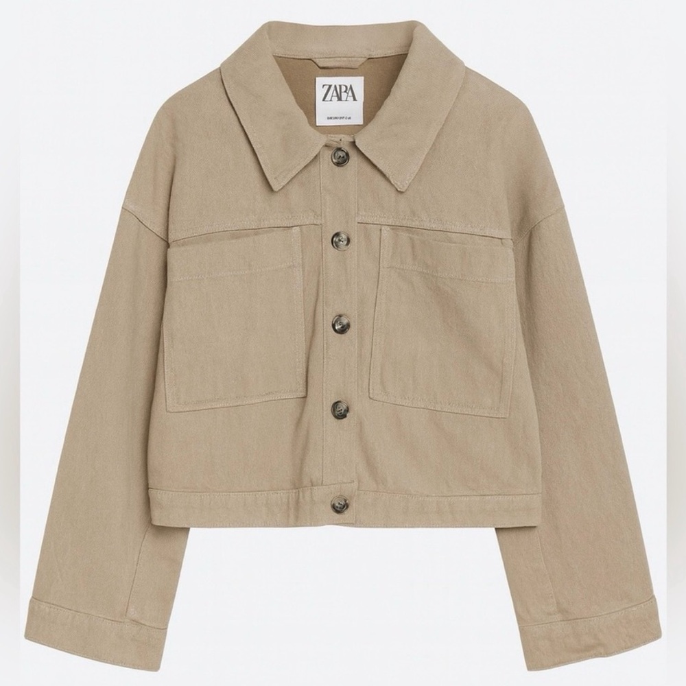 Zara Beige Khaki Jean Jacket Size S